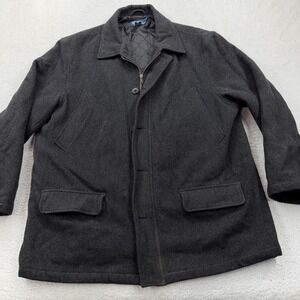 Polo Ralph Lauren Mens XL Wool Blend Quilted Field Coat Jacket Charcoal Gray